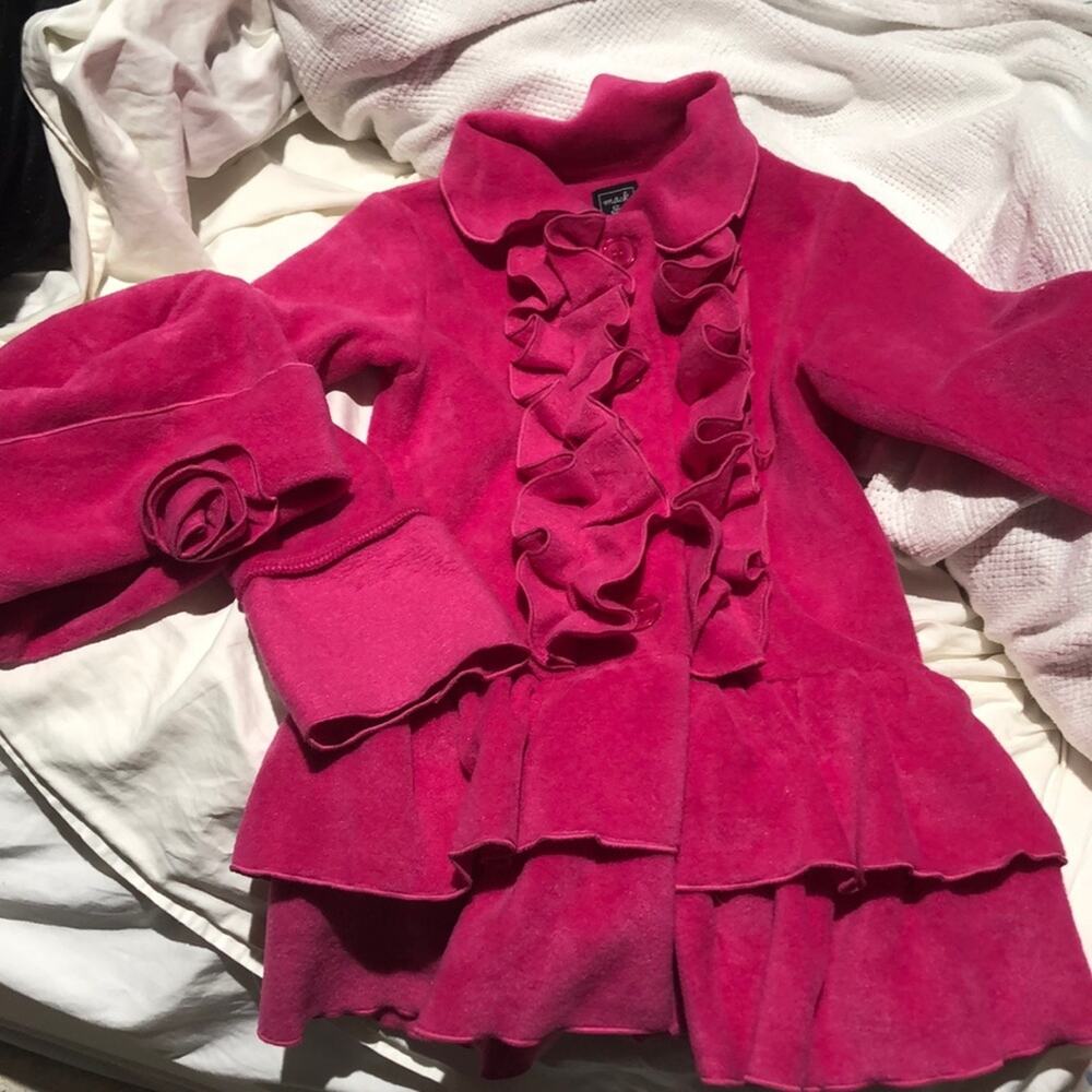 Mack & co 3t hot pink fleece ruffle coat like new